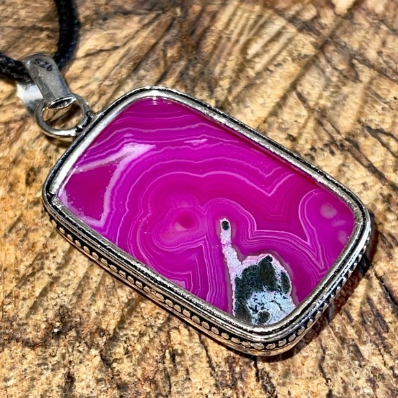 Pink Botswana Lace Agate Pendant 2” - Picture 14 of 14